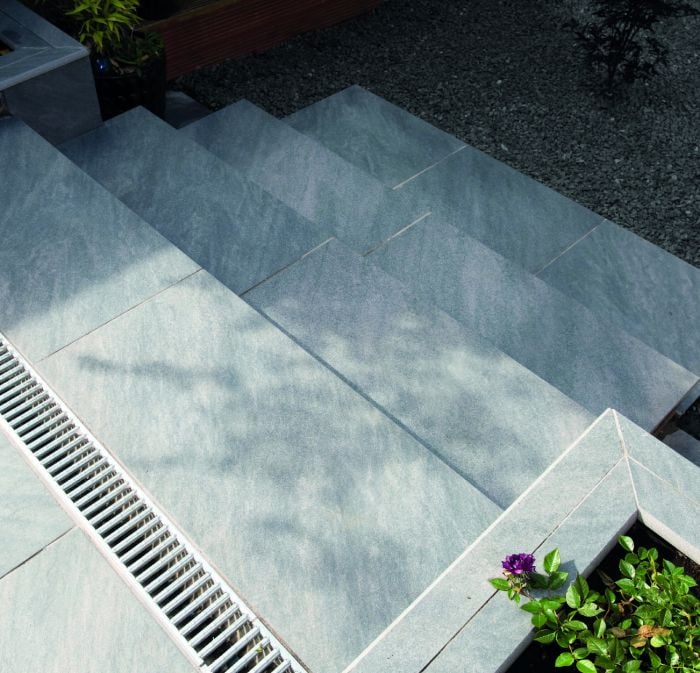 Bradstone Mode Profiled Porcelain Step In Dark Grey Simply Paving